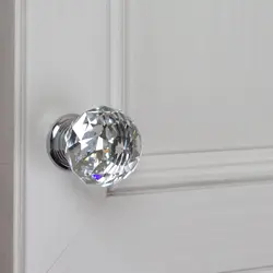 Crystal Knobs and Handles Invisible Door Lock Round Crystal Drawer Knob Cupboard Handle for Furniture Bedroom Furniture Door