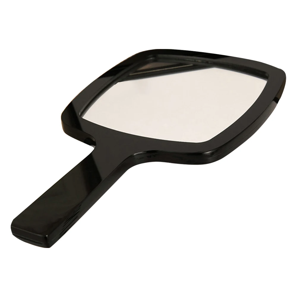 Miroir à main en acrylique noir, miroir à main portable avec poignée confortable, miroir de maquillage portable pour la maison