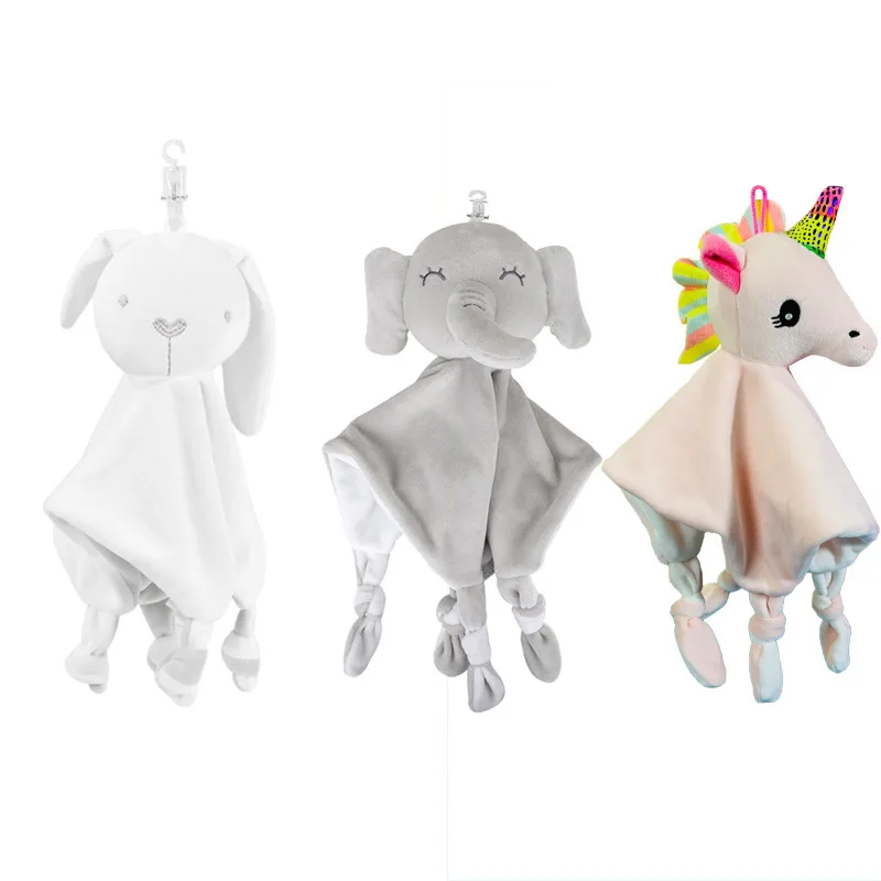 Baby Comforter Toys Plush Bunny Elephant Sleeping Towel Montessori Baby Rattles Stuffed Animals Appease Baby Toys 0 12 Months
