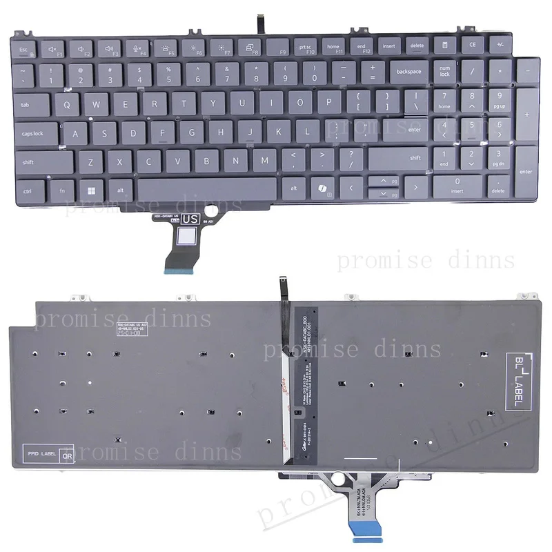 M   New for Dell Pro 16 Plus PB16250 PB16255 P135F 2024 Laptop US keyboard Backlit