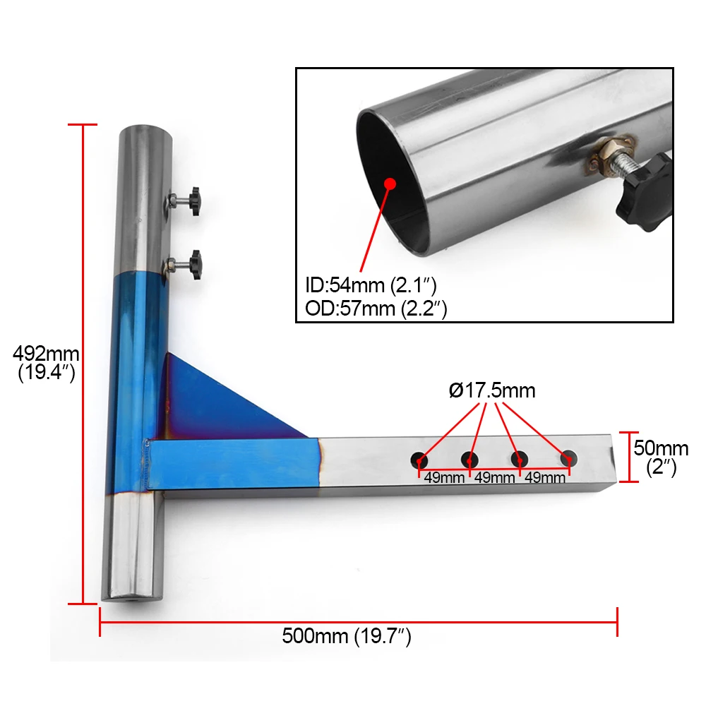 Hitch Mount Flagpole Holder with Anti-Wobble Screws and Anti-Rust Drainage Hole Universal for Standard 2“ Hitch Receiver