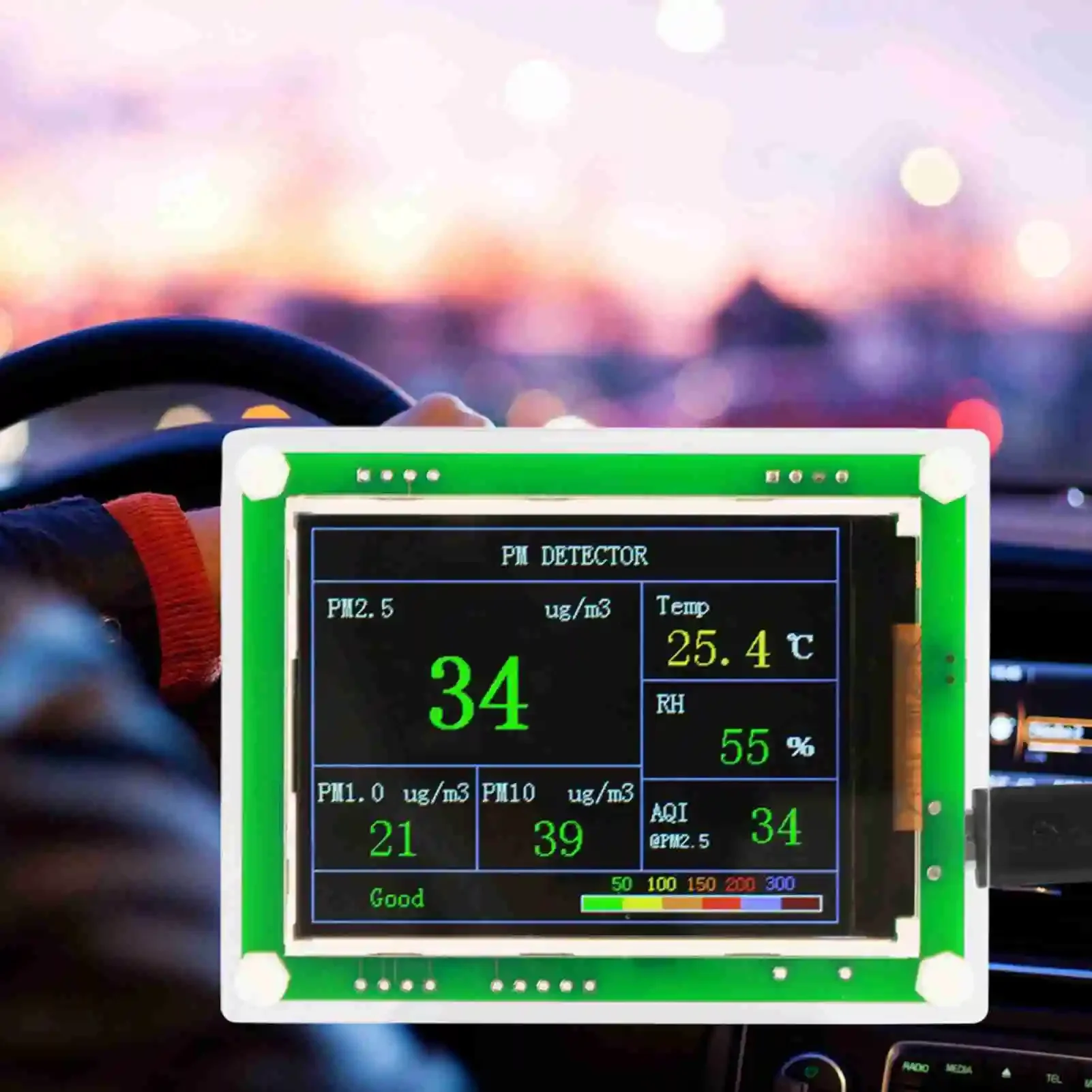 PM2.5 متر 2.8 ''متعددة الوظائف سيارة رقمية PM2.5 كاشف جودة الهواء رصد مراقبة الهواء المنزلي PM2.5 تستر PM2.5 رصد #4