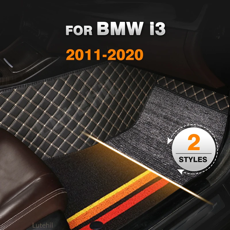 Double Layer Car Floor Mats For BMW i3 2011-2020 12 13 14 15 16 17 18 19 Auto Foot Pads Carpet Cover Interior Accessories