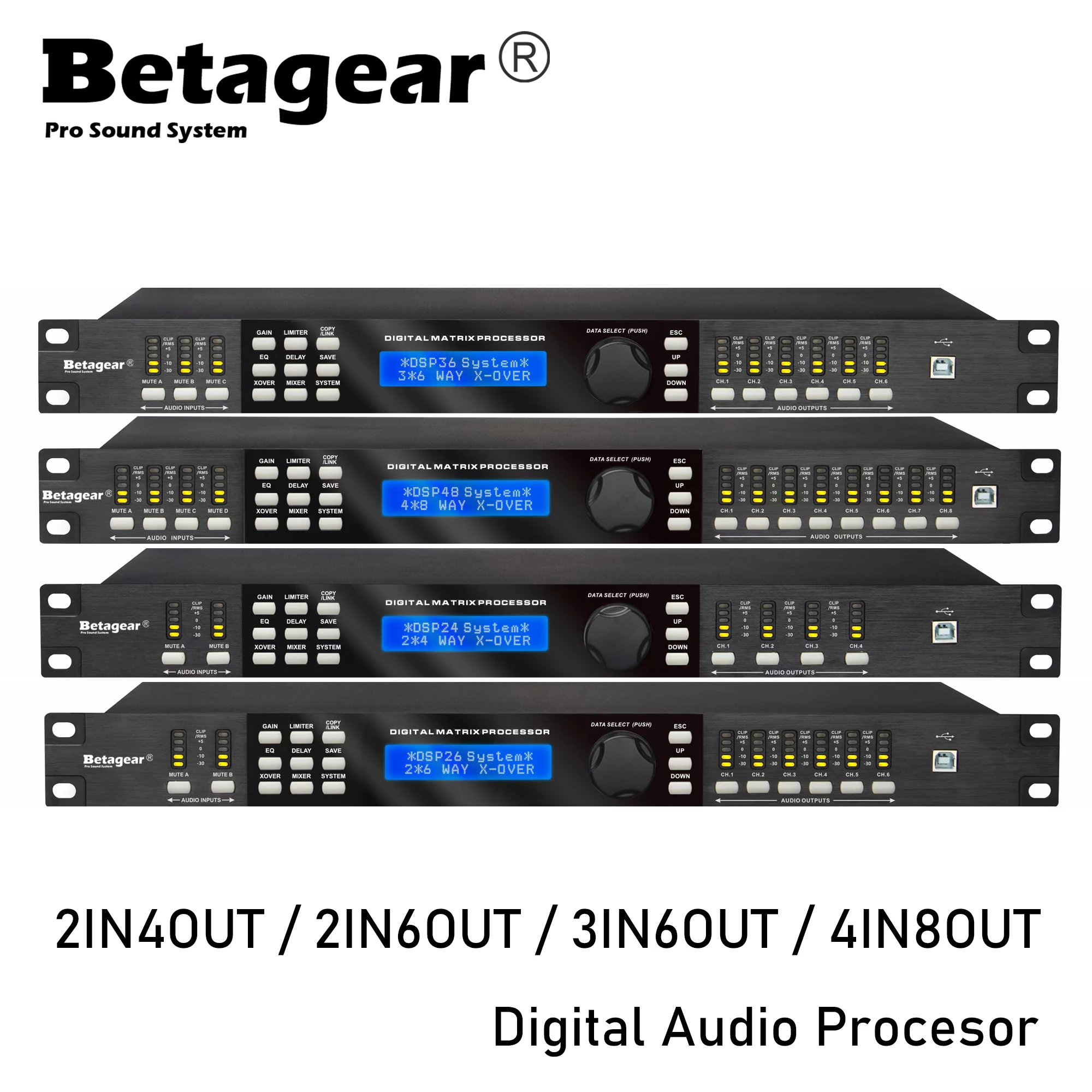 Betagear Digital Procesador Audio Speaker Management Processor Sound System Equipment Professional Stage DSP Processore Fire