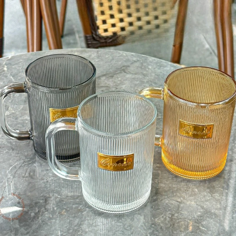 

330ML Creative Glass Coffee Mug with Handle Transparent Drinkware Household Breakfast Milk Tea Juice Cold Drink Water Cups New