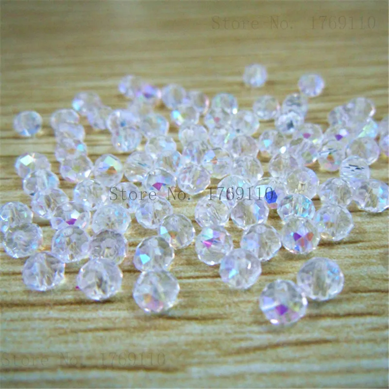 Isywaka Half silver Color 3*4mm 125pcs Rondelle Austria faceted Crystal Glass Beads Loose Spacer Round Beads for Jewelry Making