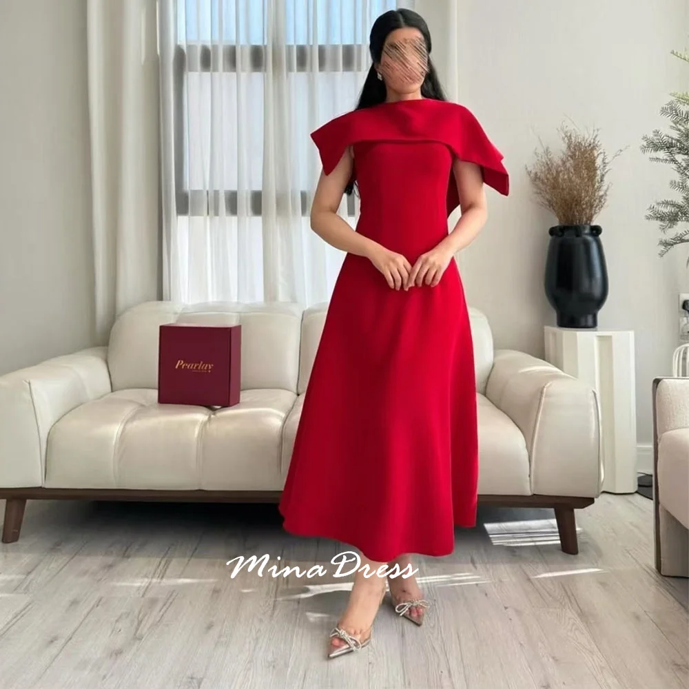 

Элегантное красное арабское вечернее платье на заказ Mina, трапециевидное платье до щиколотки, Дубай, Саудовская Аравия, роскошное женское вечернее платье, платья для выпускного вечера, женские