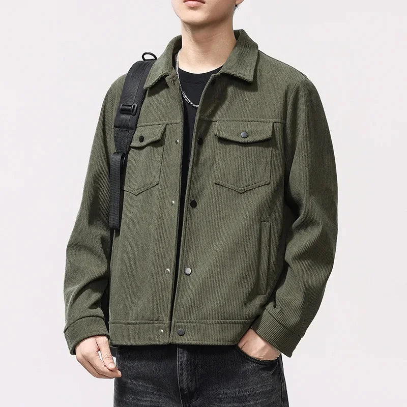 

LIBIELIY Men's Jacket 2025 New Japanese Style Corduroy Vintage Workwear Spring Autumn Loose Casual Versatile Top