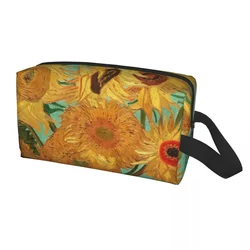 Vincent Van Gogh Twelve Sunflowers In A Vase Toiletry Bag for Painting Makeup Cosmetic Organizer Ladies Storage Dopp Kit Box