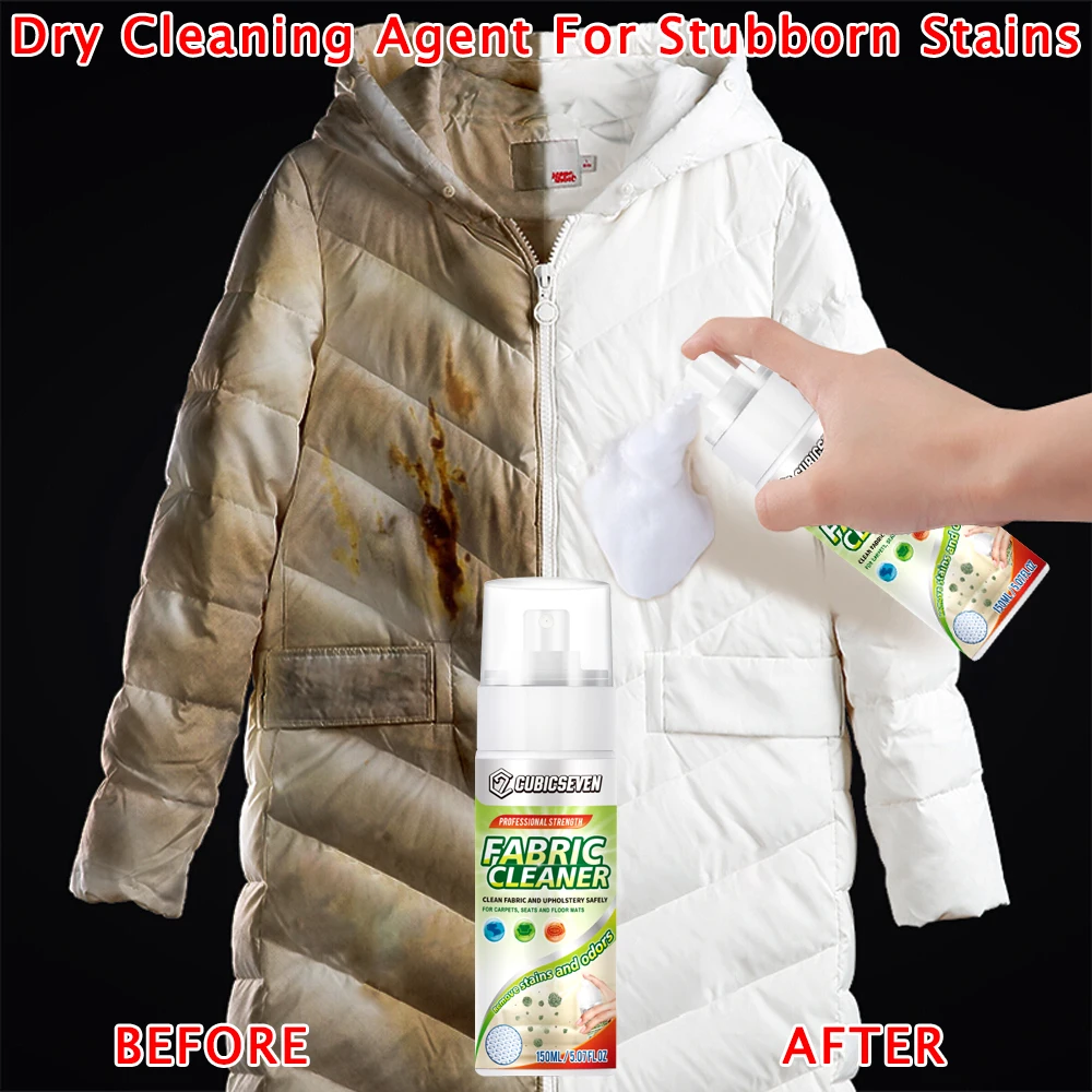 Cubicseven Dry Clothing Fabric Cleaner Sofa Cleaner Carpet Mattress Special Washless Decontamination Cleaning Agent 150ML