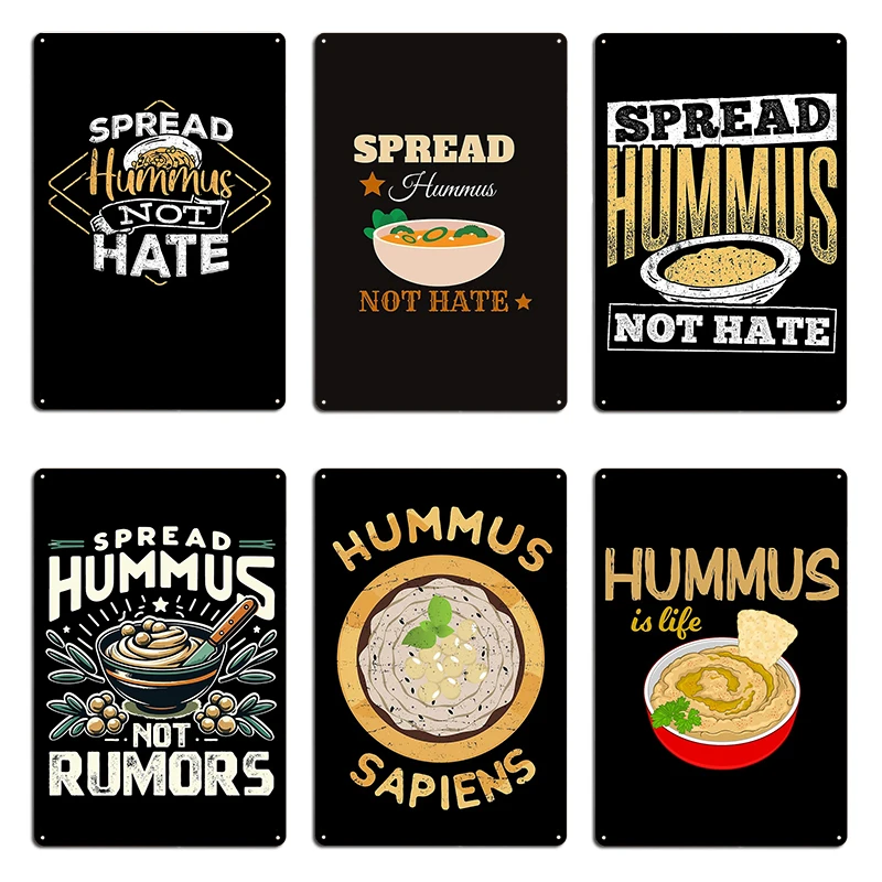 I Love Hummus-Póster de placa de Metal vegetariano humano saludable, Mural de cine, pintura de hierro, cartel de estaño