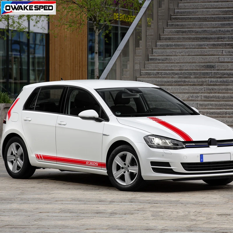 

5 шт., спортивные полосы для кузова автомобиля, боковая декоративная наклейка для Volkswagen Golf 4 5MK6 MK7 MK8-GTI-RLINE-TSI, внешние аксессуары