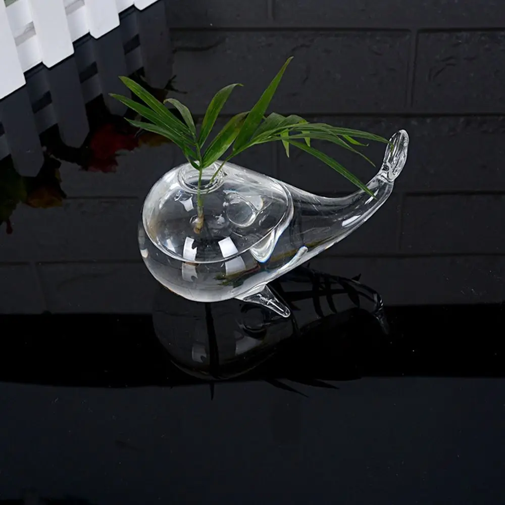 Fashion DIY Whale Glass Vase Whale Style Glass Craft Hydroponics Plant Flowerpot Cute Transparent Glass Vase Living Room
