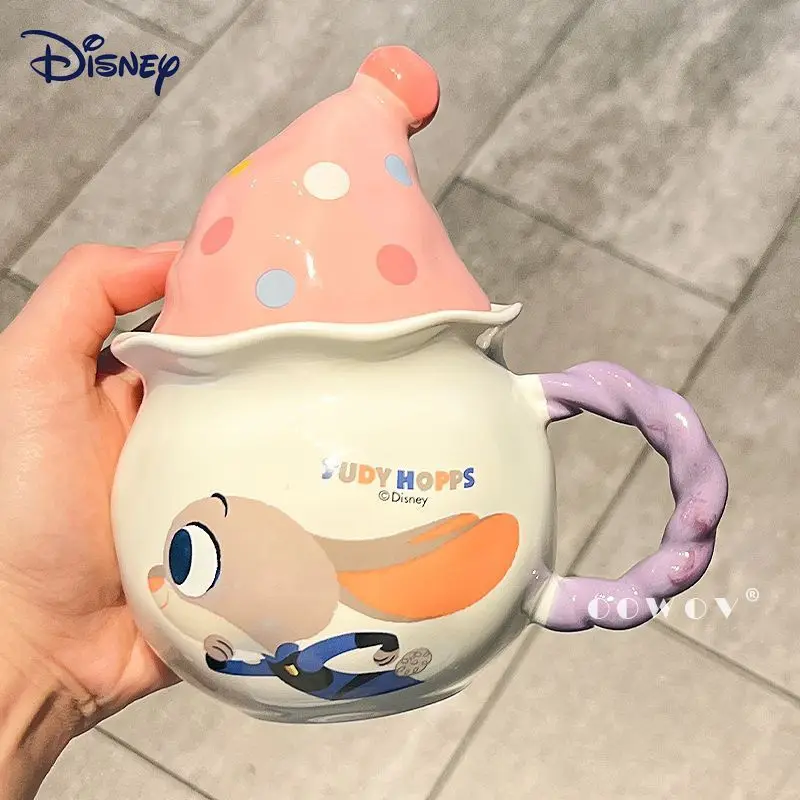 

Чашка с персонажем Зоотопии Диснея, керамическая кружка Джуди Ника с крышкой, уникальный подарок для фанатов, подарок на день рождения, эстетичная кофейная чашка для дома