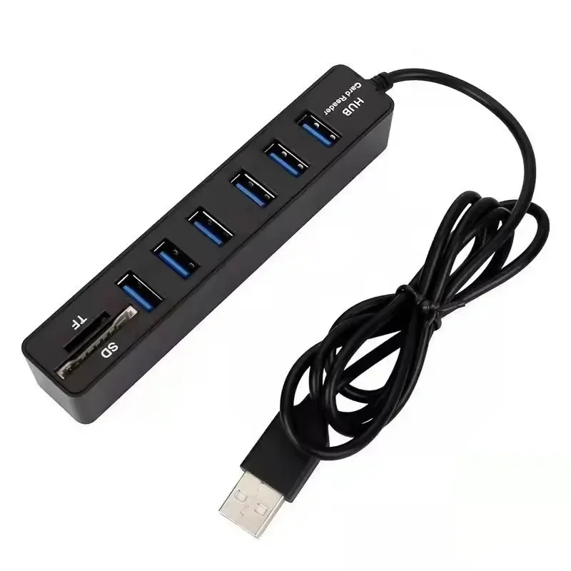 

USB 2.0 Hub 6 Port Hub Multi Splitter Port 100cm Long cable Multiple Expanderfor Computer Laptop PC USB Adapter Accessories