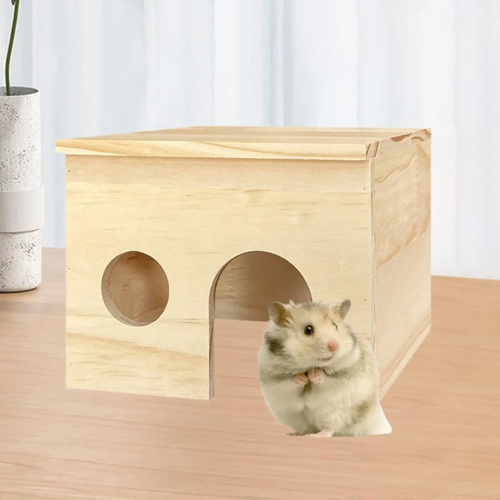 

Wooden Hamster House Hideaway Cabin Landscaping Supplies Habitat Chamber for Dwarf Hamster Gerbils Chinchilla Mice Small Pet