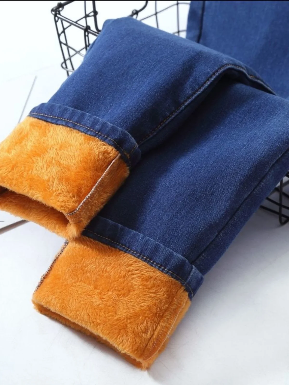 

Thiened Fce Lined Skinny Jeans Women's High Waist Warm Cotton Pants Autumn Winter New Sle Korean Version Elastic Denim