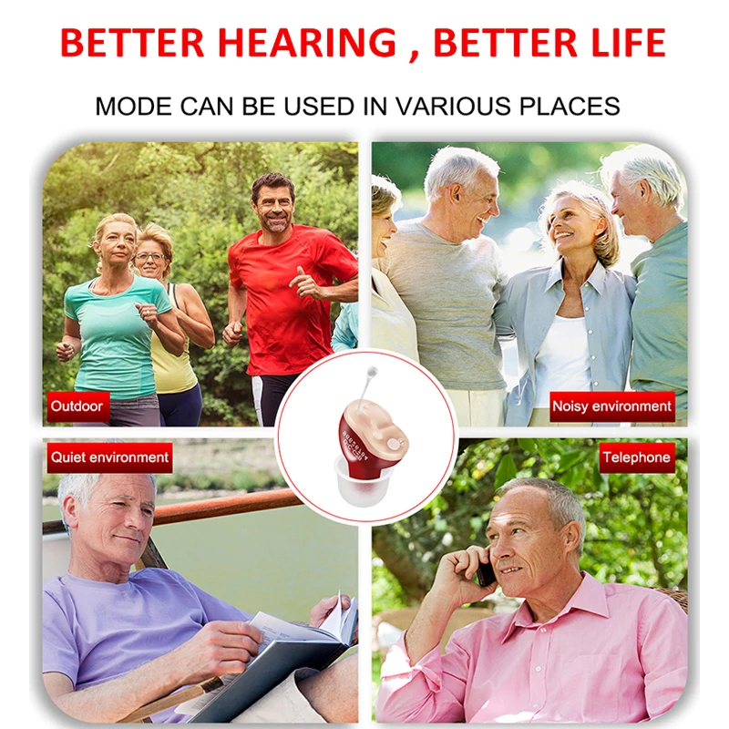 Hearing Aids for Deafness Elderly Adjustable Micro Wireless Invisible Hearing Aid Sound Amplifier Noise Cancelling Audifonos