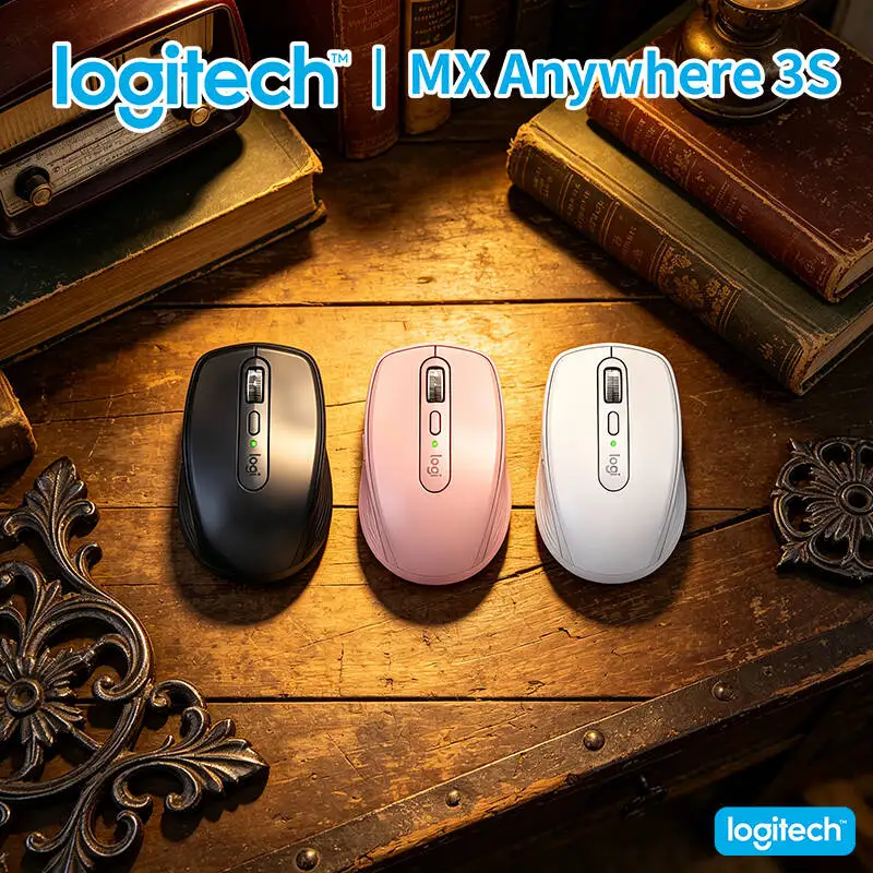 Logitech MX Anywhere 3S Ergonomic Mouse - 8000 DPI, Hyper-Scroll, Silent Click, 3-Device Bluetooth for Travel Work
