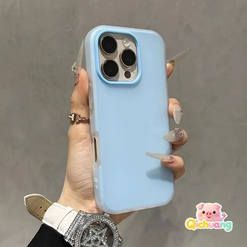

For iPhone 17 Pro Max Air 15 14 Plus 13 12 11 Pro Max Phone Case 2 in 1 Double Layered Solid Color Frosted Shockproof Cover