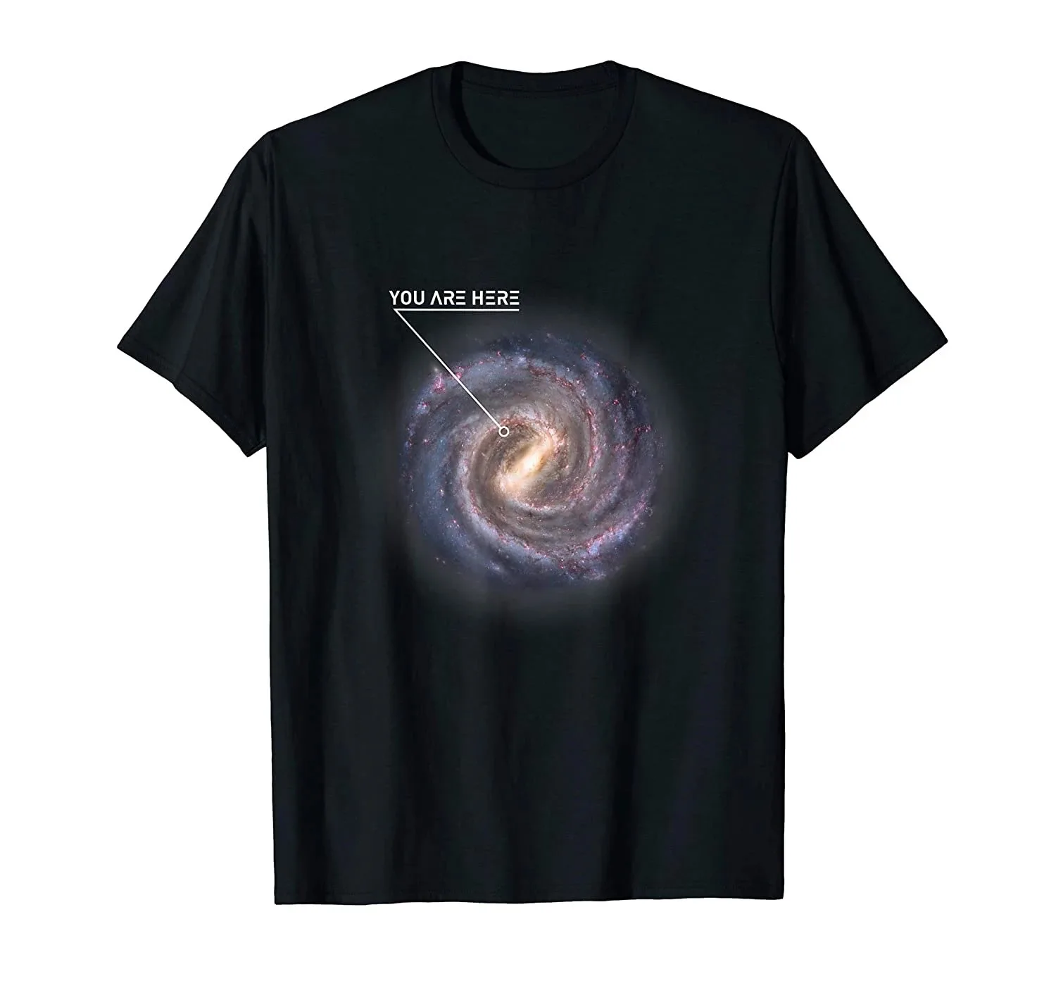 Funny You Are Here Galaxy Astronomy Milky Way Space Sci-Fi T-Shirt Men Clothing Graphic T Shirts Streetwear Harajuku