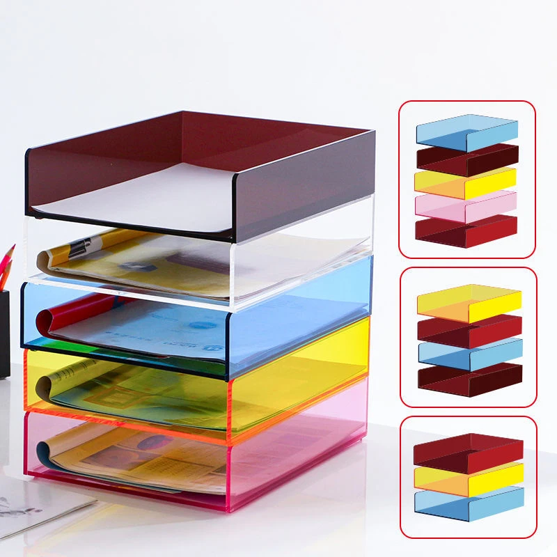 

Clear Acrylic Stackable Paper Tray,Office Desktop Stationery Document File Folder Mail Storage Organizer Holder for Office Home