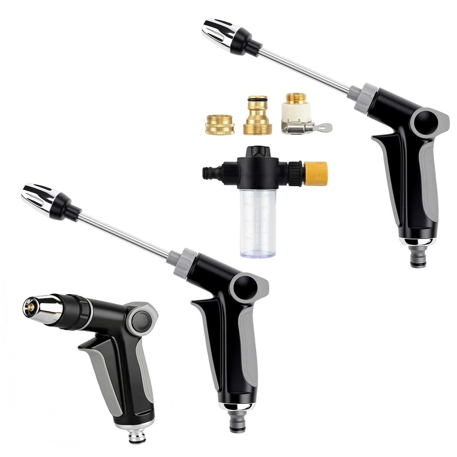 Car Wash Foam Gun Kit Fits 3/4in Expandable Hose Garden Hose Nozzle for Car Washing Garden Watering Patio Cleaning