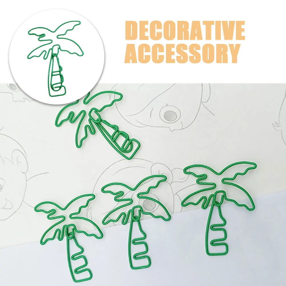 Segnalibro di carta con palma da 20 pezzi Segnalibri in metallo per ufficio scuola Clip di cancelleria a forma di albero carino Pianificatore di cartelli decorativi