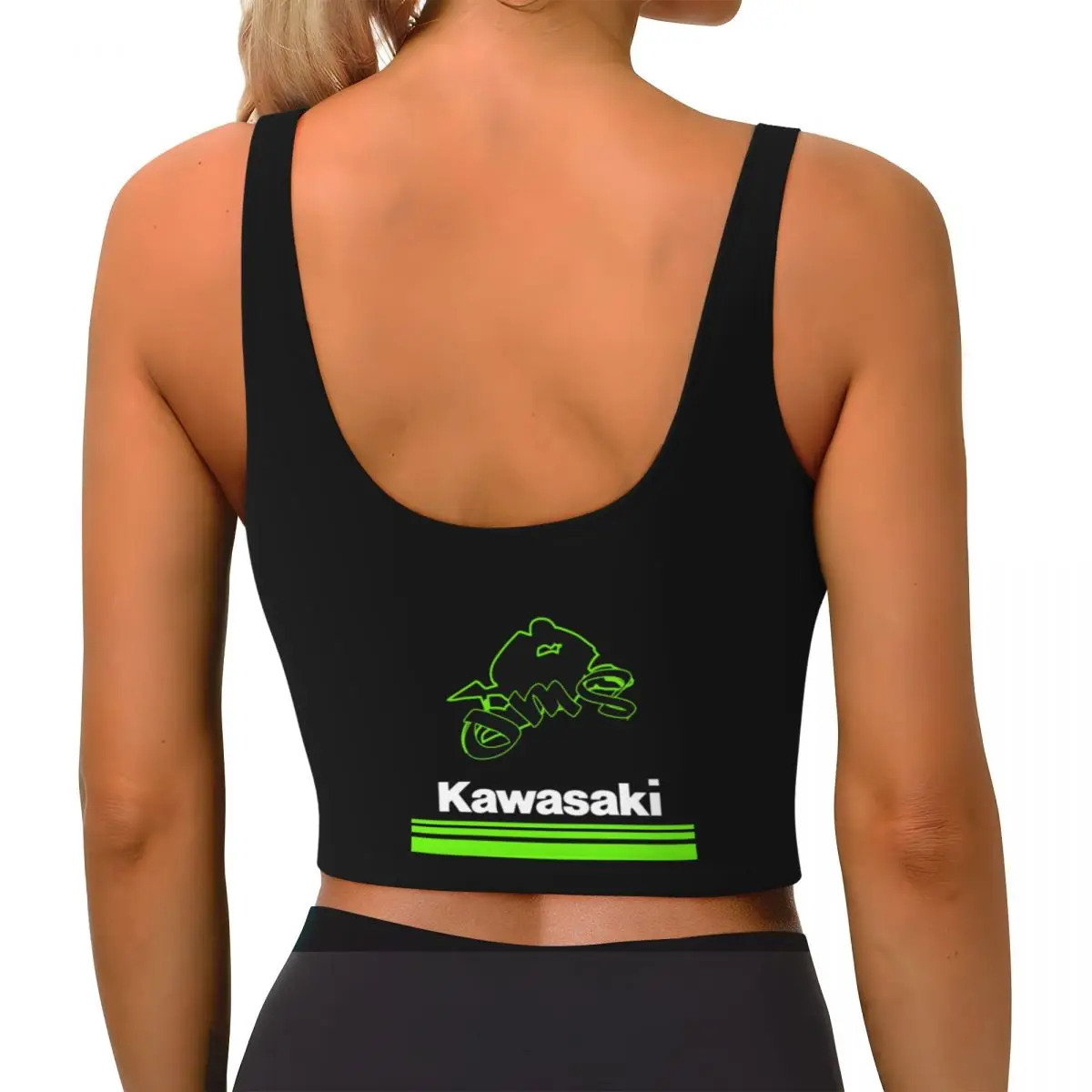 Custom Motorcycle Sport Racing Kawasakis Workout Crop Tank Tops for Women Running Sports Bras