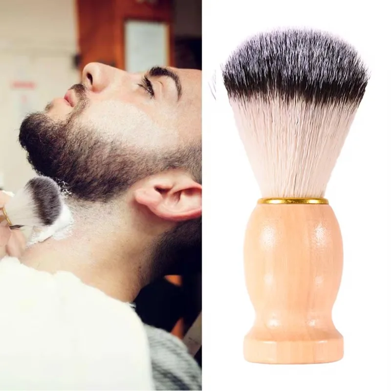 Escova de barbear de madeira para homens Aparelho de limpeza facial Ferramenta de salão de beleza Escova de barbear cabelo texugo