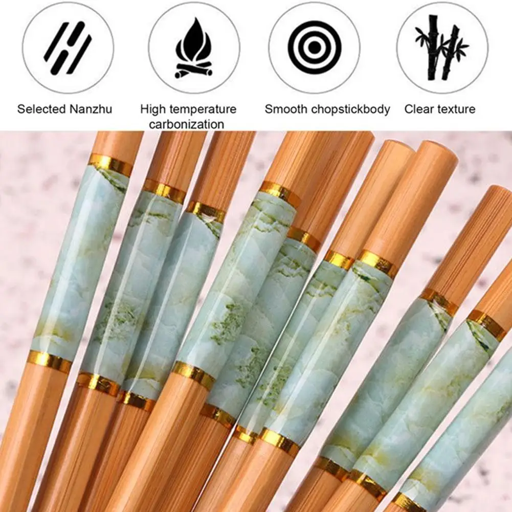 Japanese 5pairs Bamboo Chopsticks For Sushi Non-slip Food Sticks Hot Pot Reusable Chinese Chopsticks Tableware Bamboo Chops V0s3