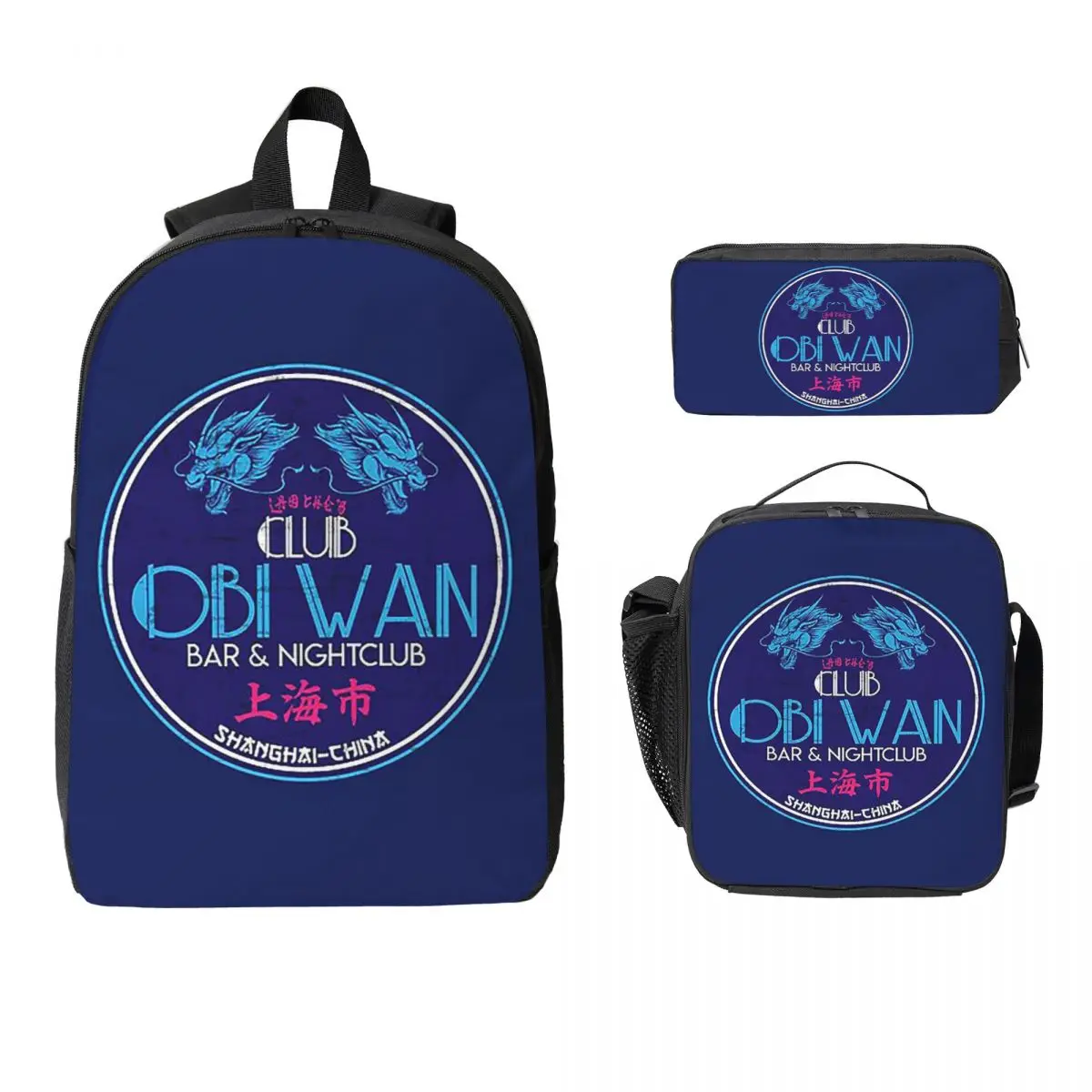 

Club Obi Wan Backpack Student BookBag School Bag Laptop Shoulder Bags 3ps Insulated Lunch Bag Pencil Case