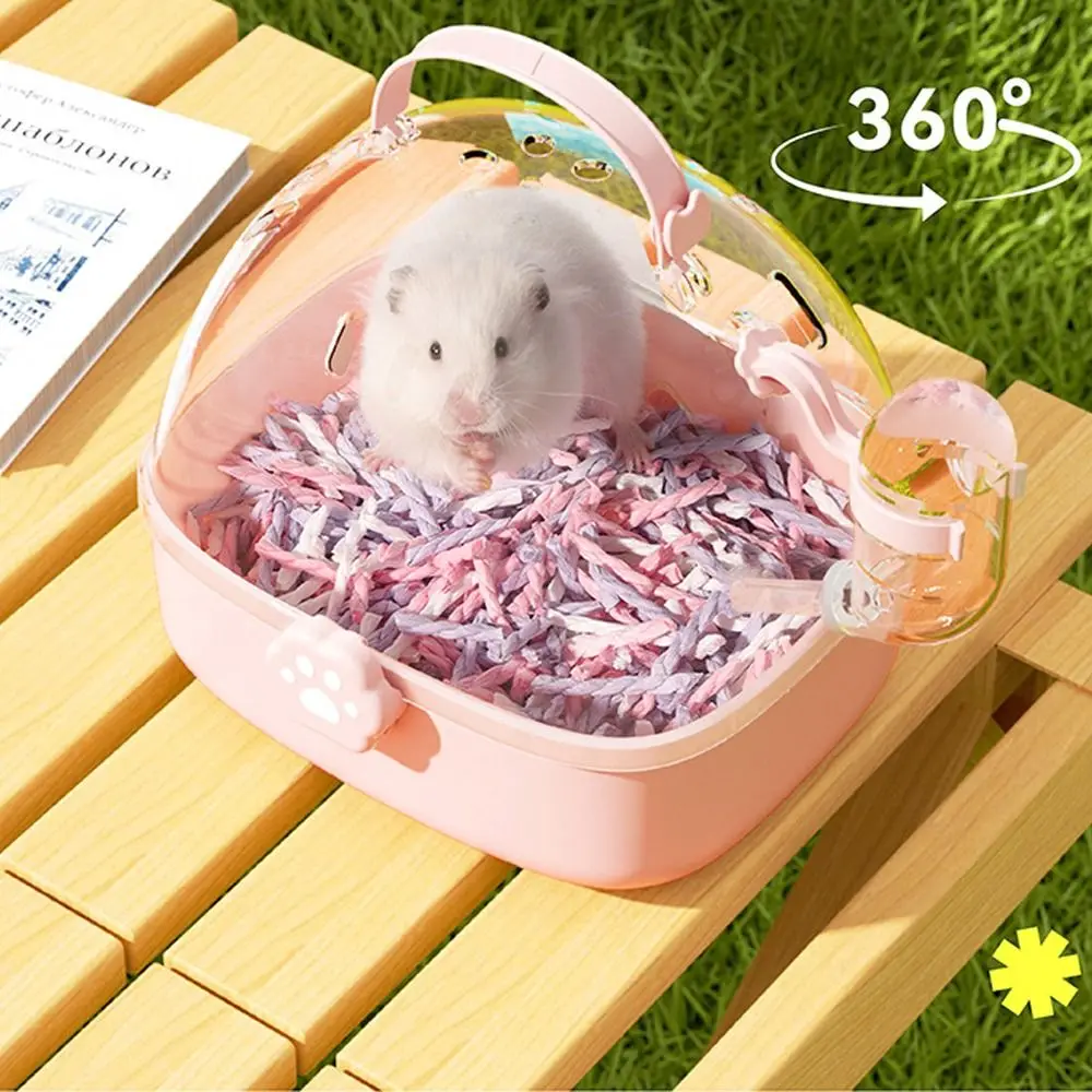 

Portable Transparent Pet Carriers Cage Ventilated Breathable Hamster Cage with Water Bottle Escape-Proof Travel Pet Cage Outdoor