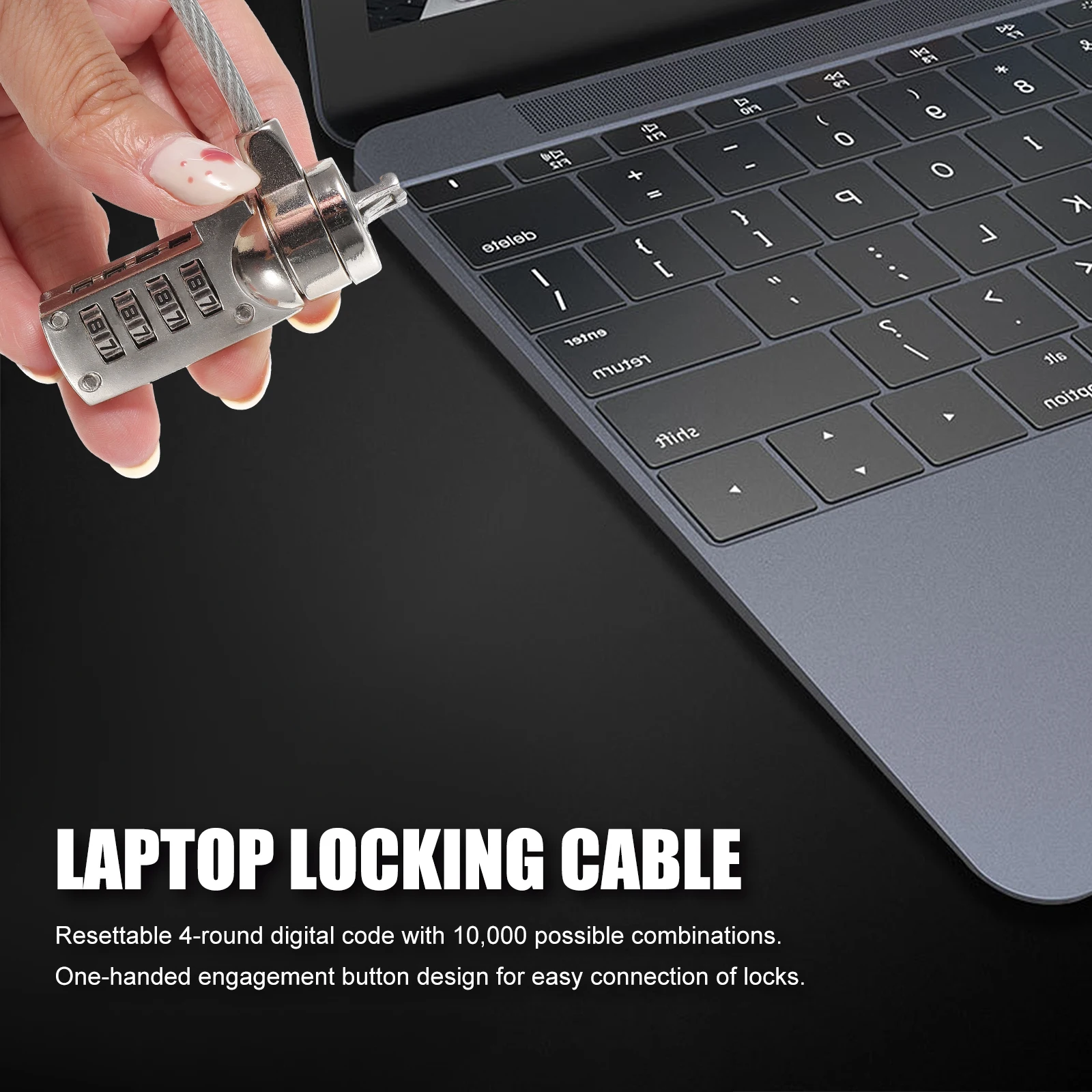 

Laptop Lock Cable 180cm 35mm Steel Zinc Alloy Security Lock for Laptop Monitor Tablet Portable Reset Code Cable Computer