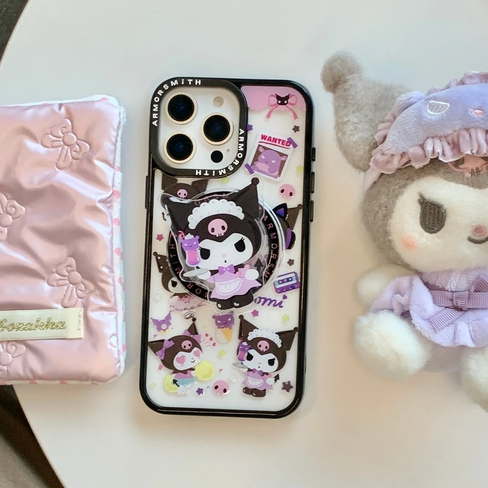 لطيف الكرتون سانريو كورومي حامل مغناطيسي Magsafe اللاسلكية تهمة جراب هاتف آيفون 17 16 15 14 13 12 11 برو ماكس غطاء