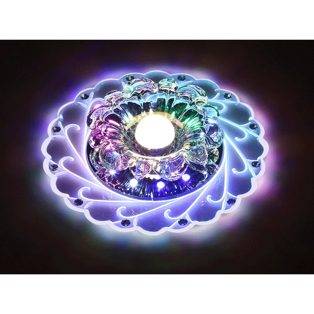

Dimmable LED Ceiling Light Flush Mount Crystal Glass Lamp Modern Round Design for Hallway Kitchen Office Entryway Basement