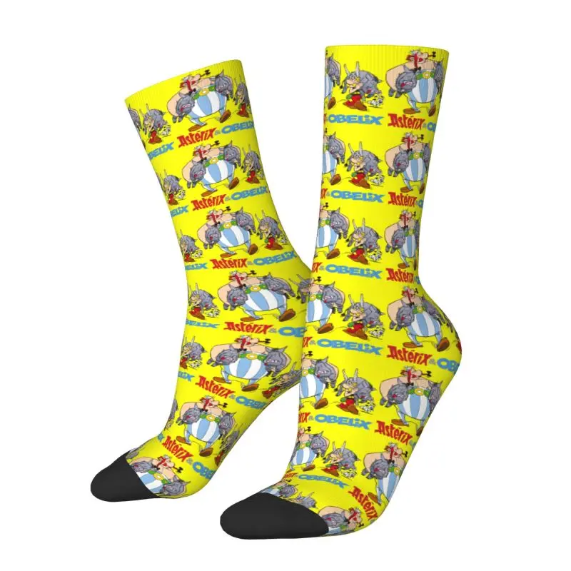 Custom Printing Asterix And Obelix Hunting Socks for Women Men Stretchy Summer Autumn Winter Funny Anime Cartoon Crew Socks