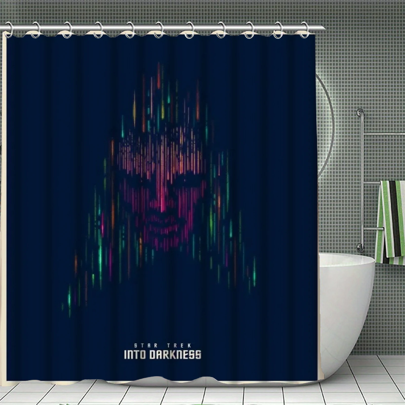 1Pcs S-Star T-Trek Shower Curtain USS Enterprise  TOS AOS Print,  Waterproof Bath Curtain for Bathroom Decor  Gift