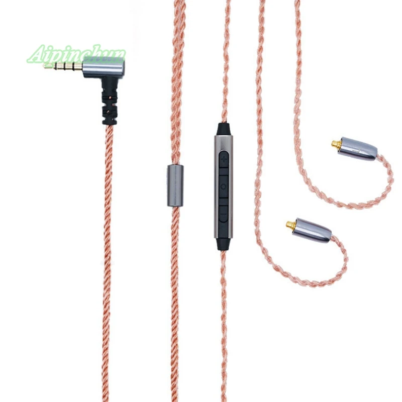 Cable de auriculares con micrófono, controlador de volumen, Cable de repuesto para auriculares MMCX, Conector de flexión L de 3,5mm