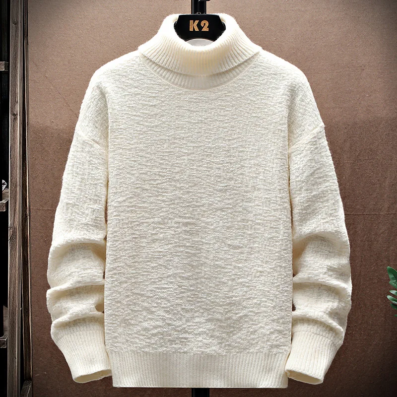 

2023 New Turtleneck Pullovers Men Autumn and Winter Loose Korean Casual Solid Color Knitted Sweater Male Long Sleeve Jumper