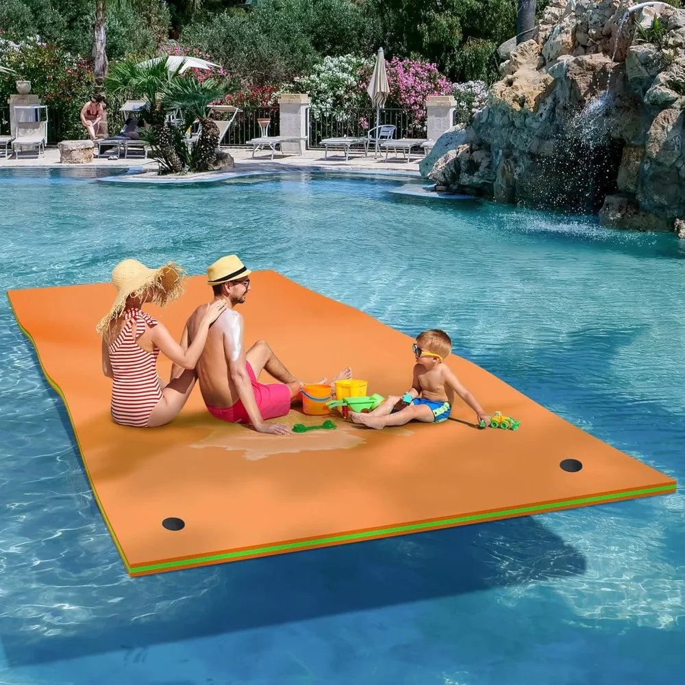 12' X 6' Lily Pad Floating Mat Water Mat Inflatable Rafts Lily Pad Pools Beach, XPE Floating Island for Kid Adults