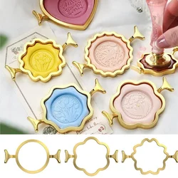 왁스 인감 스탬프 반지 DIY 스크랩북 선물 봉투 카드 장식 씰링 수정 모양에 대한 금속 씰링 왁스 금형 홀더