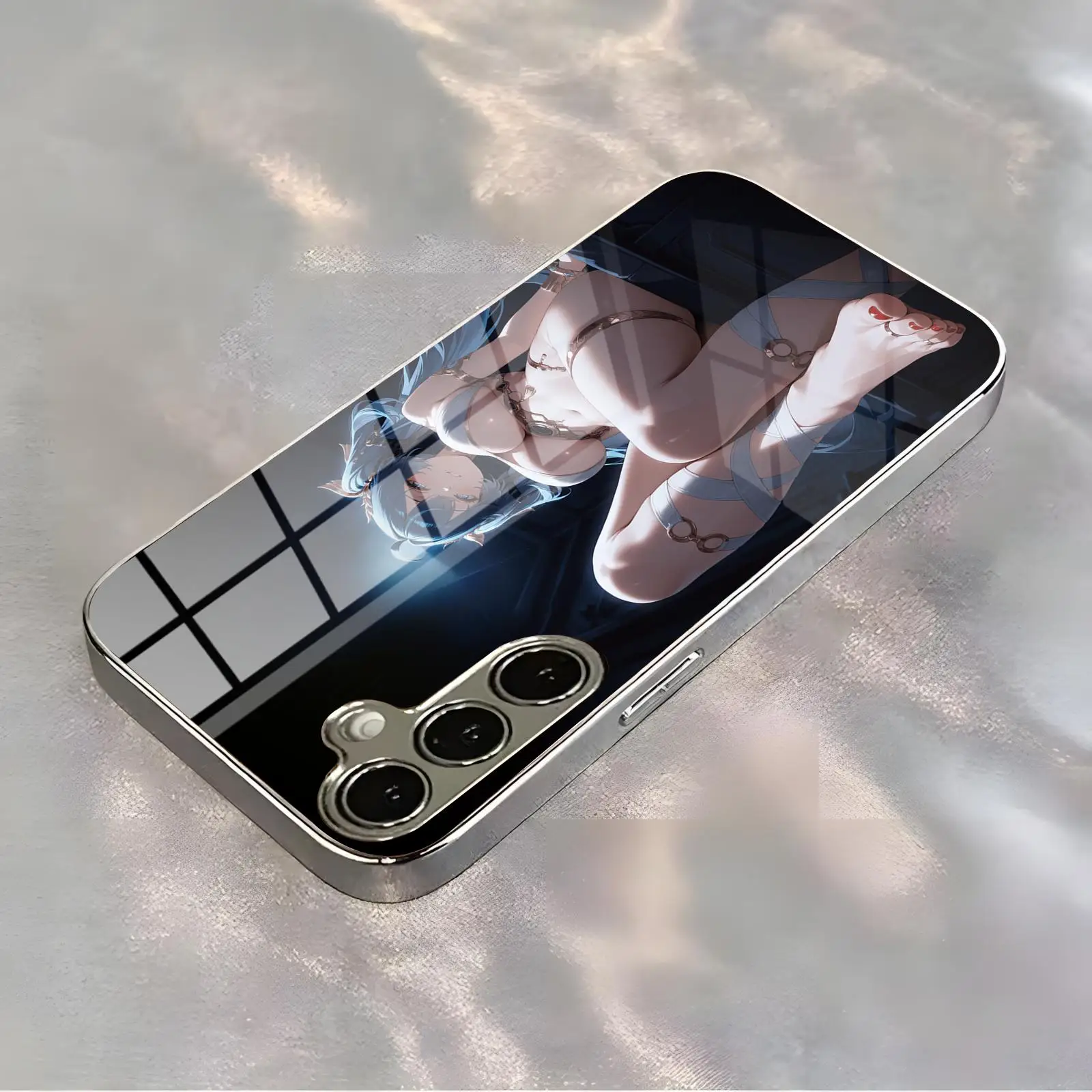Phone Case For Samsung S26 S25 S24 S23 S22 S21 Plus Ultra Note20 Electroplated glass Phone Case Wuthering Waves IUNO view 5