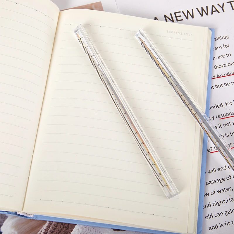 Righello dritto triangolare trasparente semplice strumenti Kawaii cancelleria per studenti disegno di cartoni animati regalo strumenti di misurazione per la scuola dell'ufficio