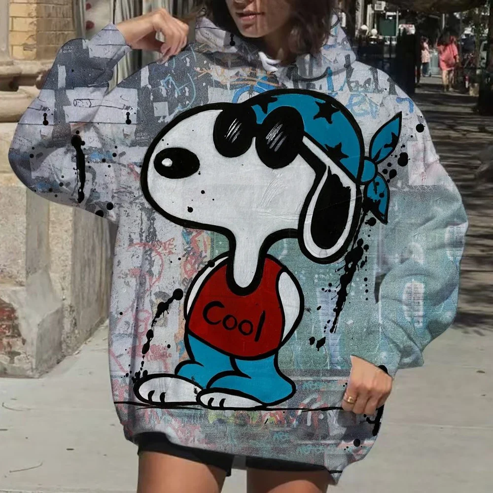 Autumn  and Winter Fashion Cute Snoopy Printed   Hoodie Y2K Retro Street Sweatshirt Hip Hop Hoodie