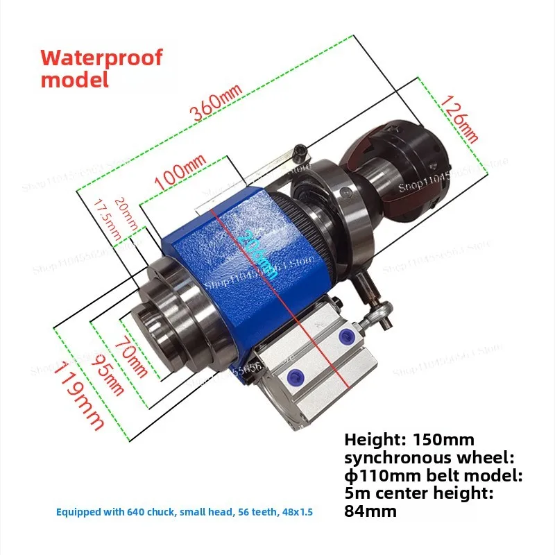 High-Precision 640 Headstock Upgrade Kit – Spindle Rotation Assembly with Dividing Head/Timing Pulley/Pneumatic Chuck