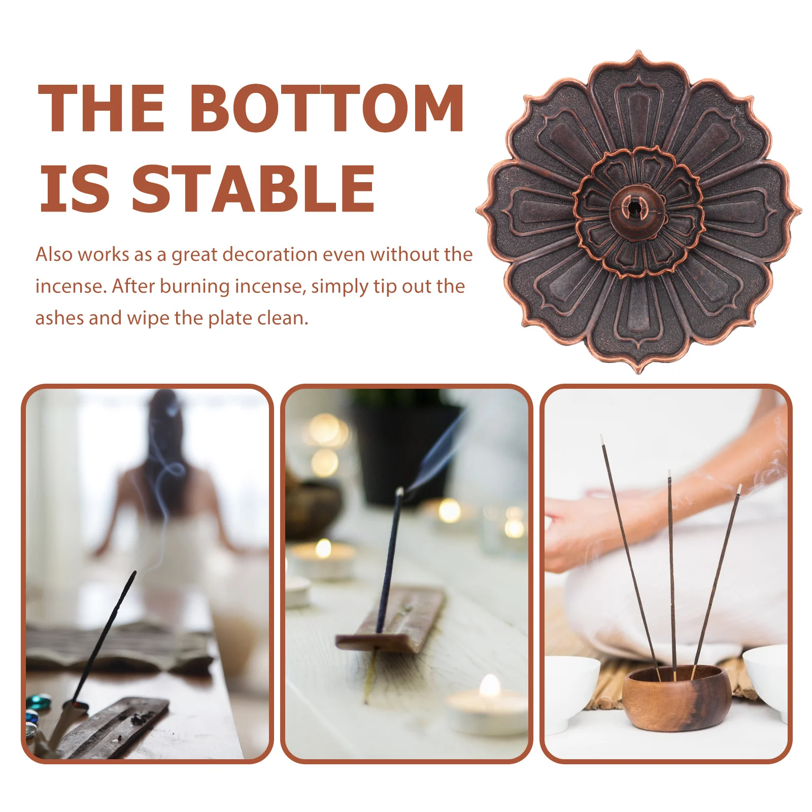 

Alloy Stick Holder Flower Design Decorative Aroma Desktop Burner Ornament Cozy Atmosphere Plate Retro Incense Stove