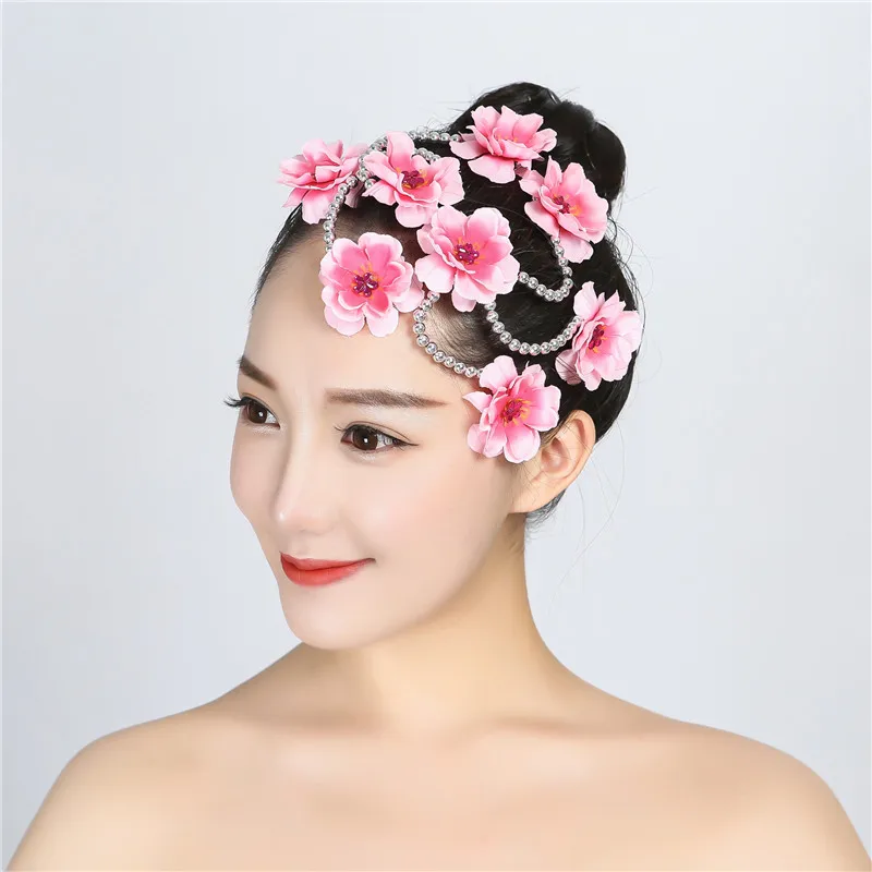 Women Dance Headdress Stage Performance Dance Head Flower Tiara Chinese Headdress Dance Performance Hair Accessories