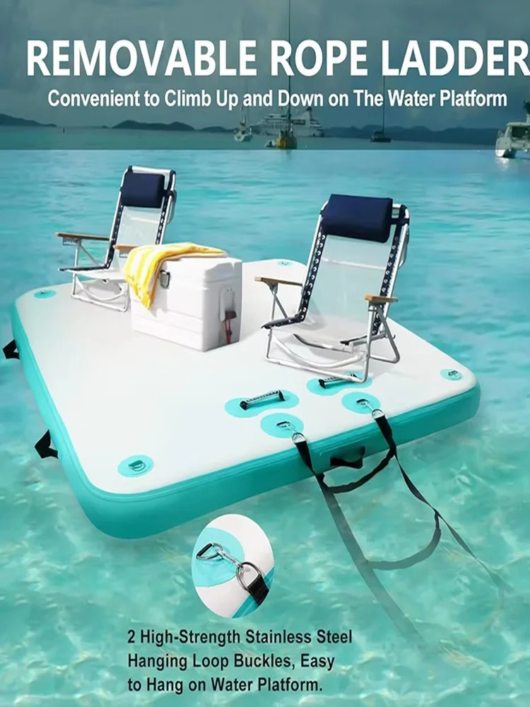 Große aufblasbare schwimmende Plattform, aufblasbares Floß-Wassermatte für mehrere Personen, schwimmende Inselmatte für See, Pool, Strand, Ozean – Detail 3