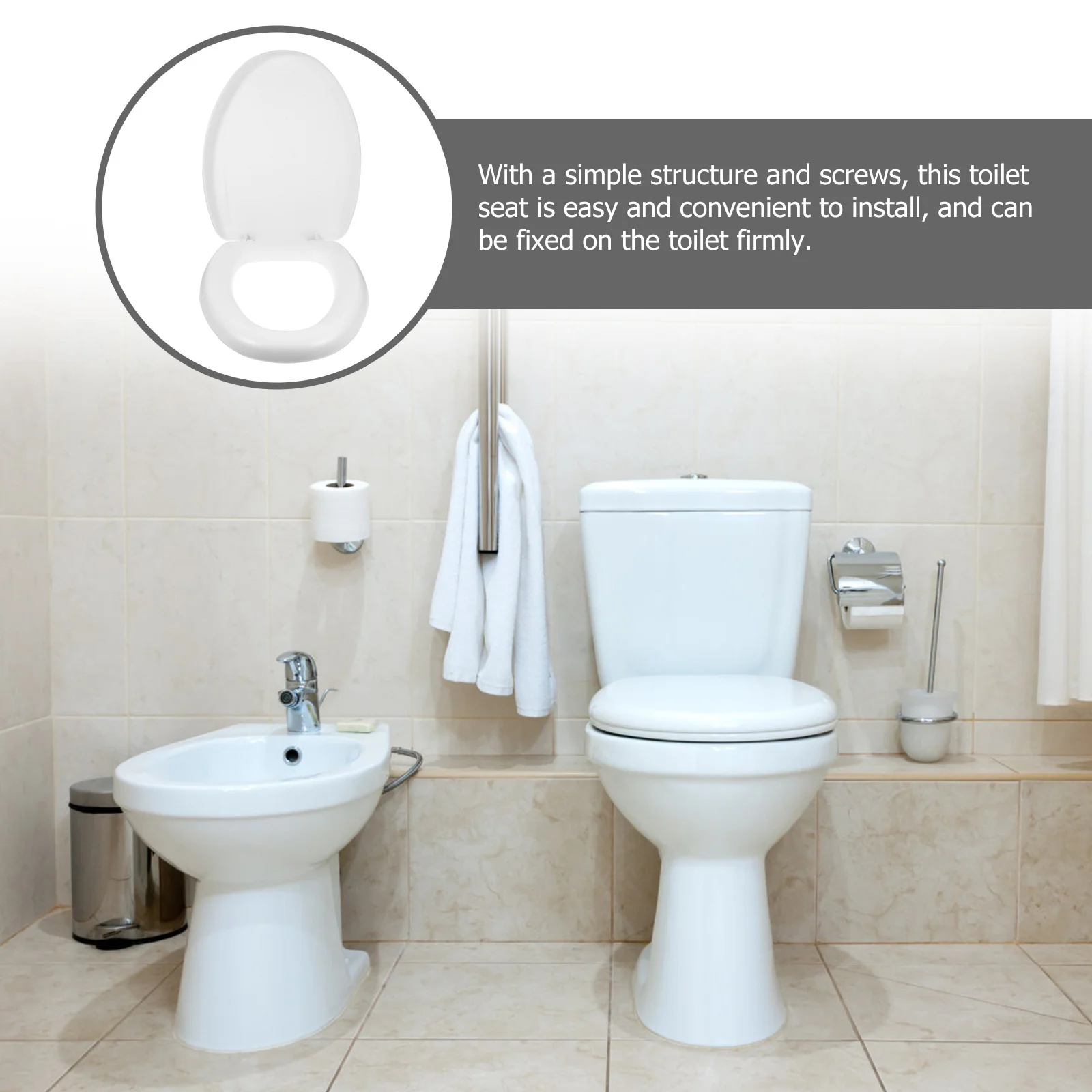 مقعد مرحاض سميك وناعم من البلاستيك إيفا، غطاء مقعد مرحاض منزلي بديل عالمي، سهل التركيب، سطح أملس #2